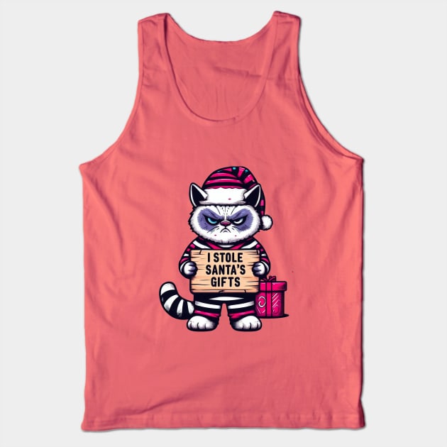 Grumpy Christmas Cat. Christmas Cat 2024 Tank Top by BukovskyART